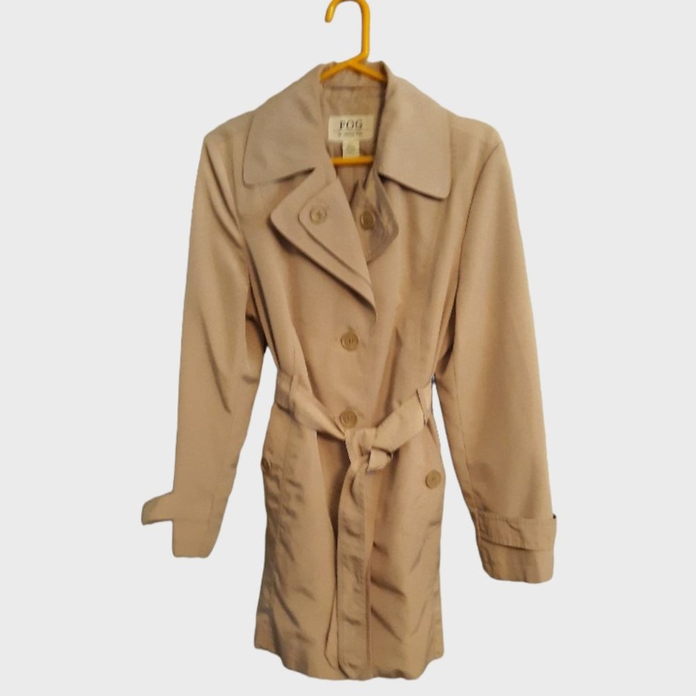 FOG by London Fog Knee-Length Trench Coat (Size L)